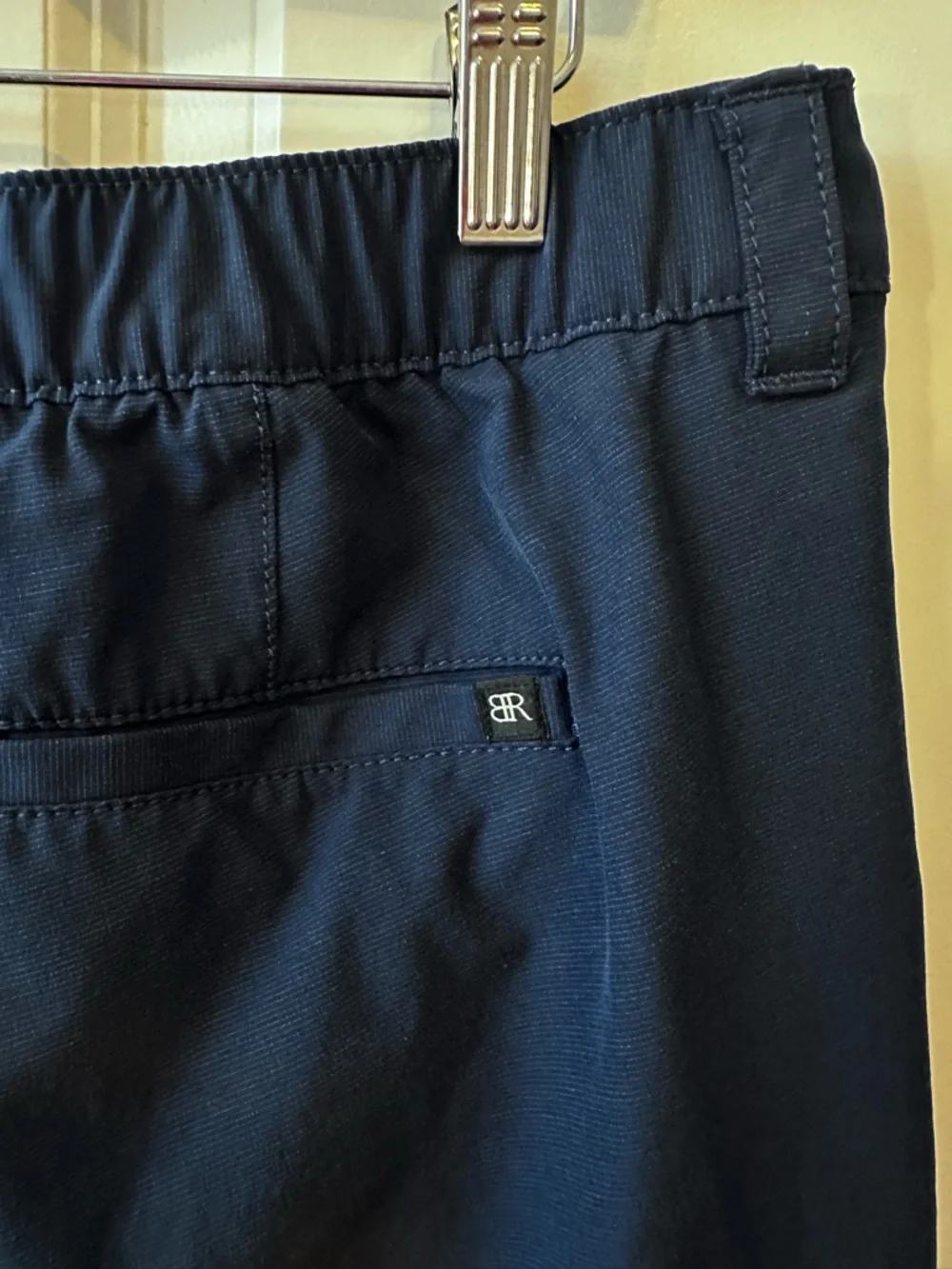 Banana Republic Men's Navy Flat-Front Performance Shorts Sz. 36 Elastic in Back